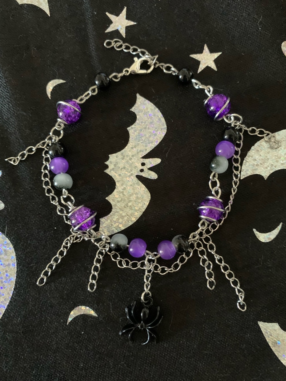 Purple Spider Charm Bracelet